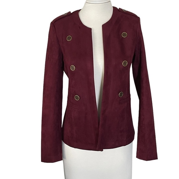 T Tahari Faux Leather Military Style Blazer Size 6 - Picture 2 of 8